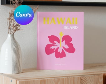 Hawaii Customizable Travel Photo Book Template | Printable Travel Journal, Personalised Photo Album, Canva Ebooks, Journals