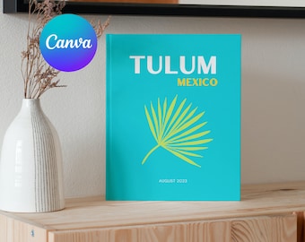 Tulum reisafdruk fotoboeksjabloon | Aanpasbare koffieboektafel, reisdagboek afdrukbaar, decoratief boek, e-boeksjabloon Canva