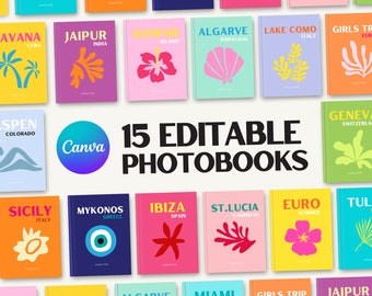 15 Customizable Travel Photo Book Template | Printable Travel Journal, Personalised Photo Album, Canva Ebooks, Journals, Coffee Table Albums