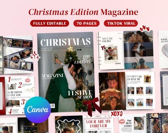 Kundenspezifisches Paar Magazin | Bearbeitbare Canva Vorlage | Weihnachtsgeschenk für Sie und Ihn Romantisches digitales Andenken