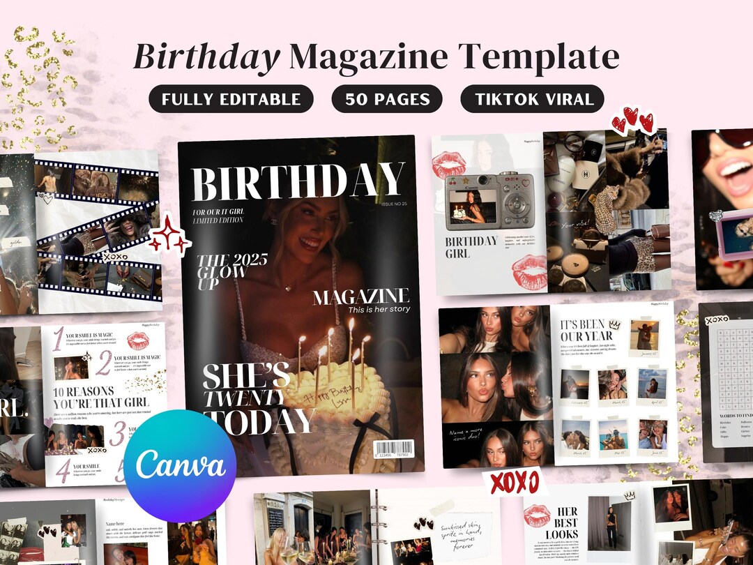 Magazine Card Editable Birthday Magazine Cover | Custom Canva Template for Best ...