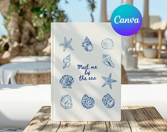 Plantilla de álbum de fotos de viajes de verano: Diario personalizable de Canva (descarga digital)