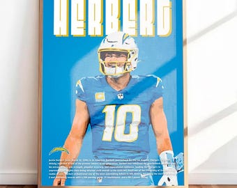 Justin Herbert Poster: NFL Wall Art (Digital Download- No physical product) LA Chargers Football