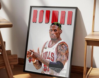 Rodman Chicago Bulls Wall Art: NBA printable poster (Digital Download - No physical product)
