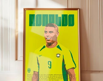 Ronaldo Nazario Football Poster: Brazil Soccer R9 Art (Digital Download - No physical product)