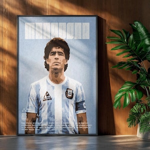 Plakat fútbol Maradona- Cuadro fútbol Argentina fans - Decoración lámina pared jugador Argentina - Regalos fútbol - Impresion digital