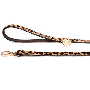 Correa para perros hecha a mano en piel italiana - Colección Leopard Fur