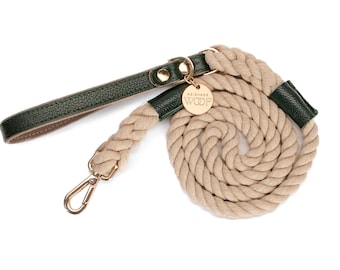 Handmade Italian Leather & Rope Dog Leash - Yosemite Collection