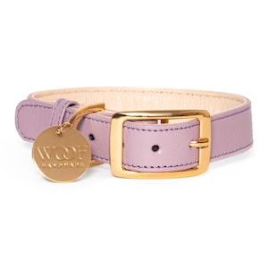Handmade Italian Leather Dog Collar - Lilac Collection