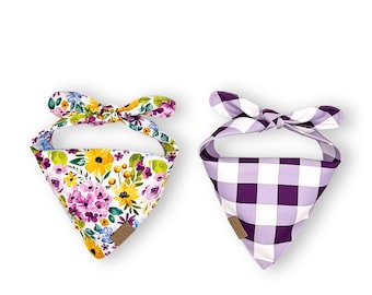 Reversible Dog Bandana Summer Floral | Gingham | Summer Garden Collection
