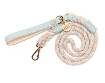 Handmade Italian Leather & Rope Dog Leash - Miami Collection