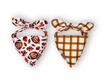 Reversible Dog Bandana Football Leaves | Gingham | Felicity Collection