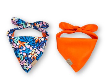 Reversible Dog Bandana Vibrant Wildflowers | Mandarin | Wildflowers Collection