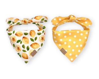 Reversible Dog Bandana Lemons | Yellow Polka Dots | Summer Vibes Collection