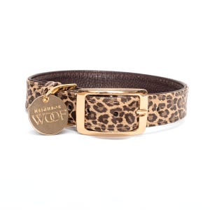 Handmade Italian Leather Dog Collar - Leopard Print Collection