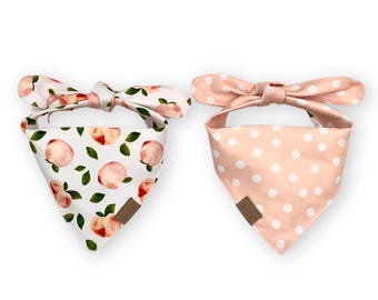 Reversible Dog Bandana Summer Peaches | Light Pink Polka Dots | Summer Vibes Collection