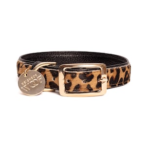 Handmade Italian Leather Dog Collar - Leopard Fur Collection