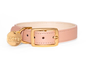 Handmade Italian Leather Dog Collar - Blush Collection