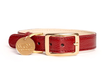 Handmade Italian Leather Dog Collar - Merlot Collection