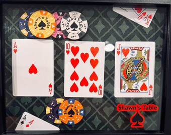 Poker Inspired Custom 8x10 Shadow Box - Personalized Keepsake Display.