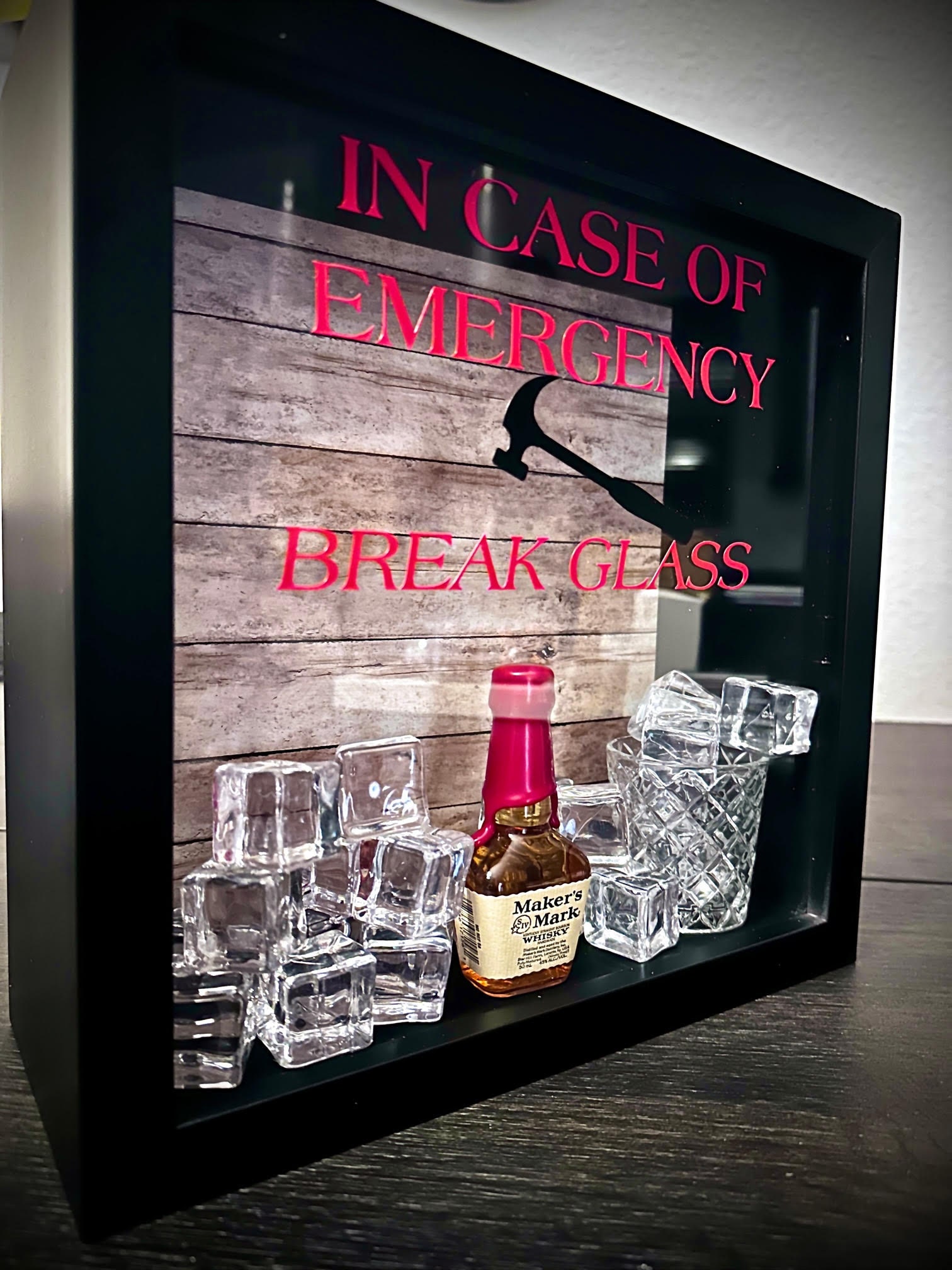 Custom Whiskey Lovers' Shadow Box - Durable Man Cave Decor, Personalized Gift for Connoisseur, Heavy-Duty Display, Removable Back