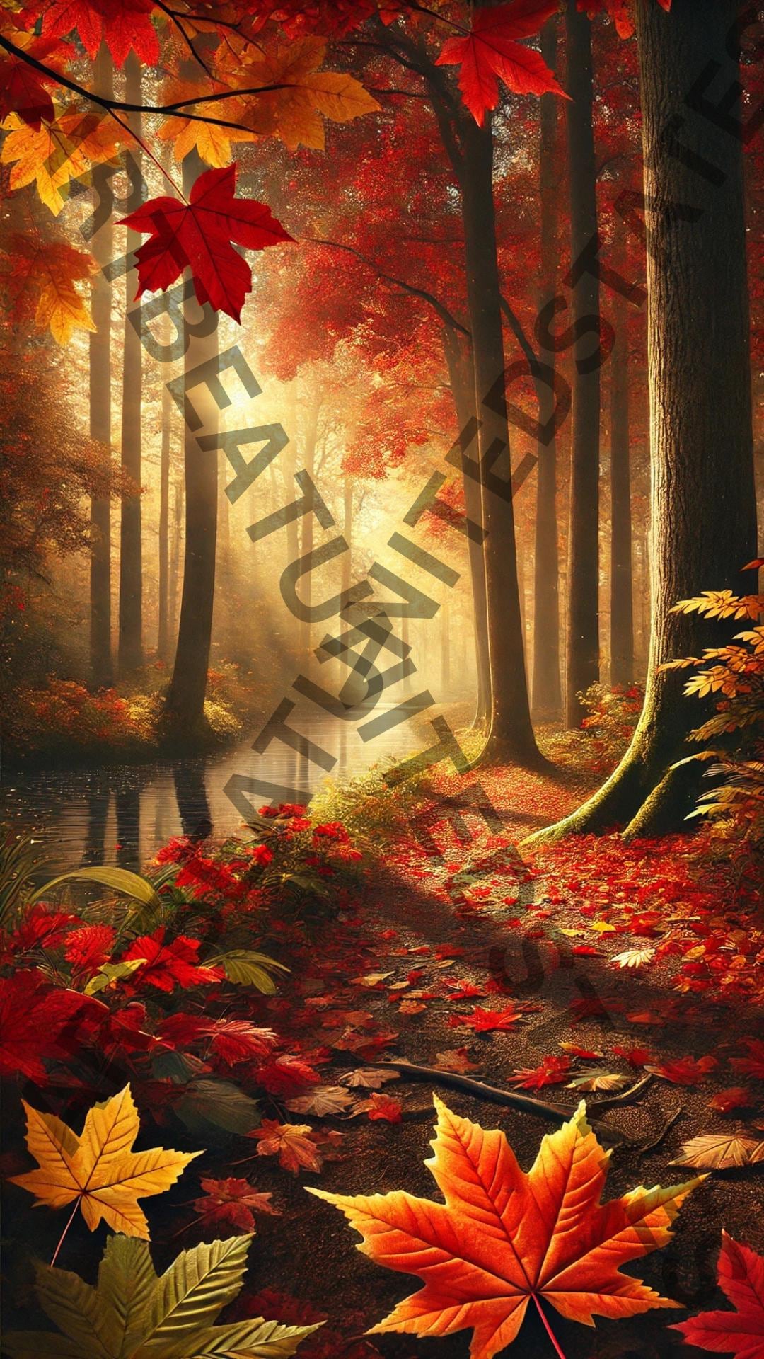 Autumn Forest Path Wallpaper Realistic Fall Landscape Phone Background