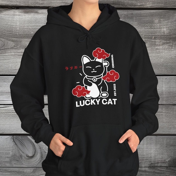 The lucky cat graphic hoodie hotsell