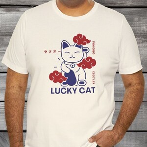 T-Shirt Homme JDM - Die cut - Winking cat Maneki - Neko - Noir