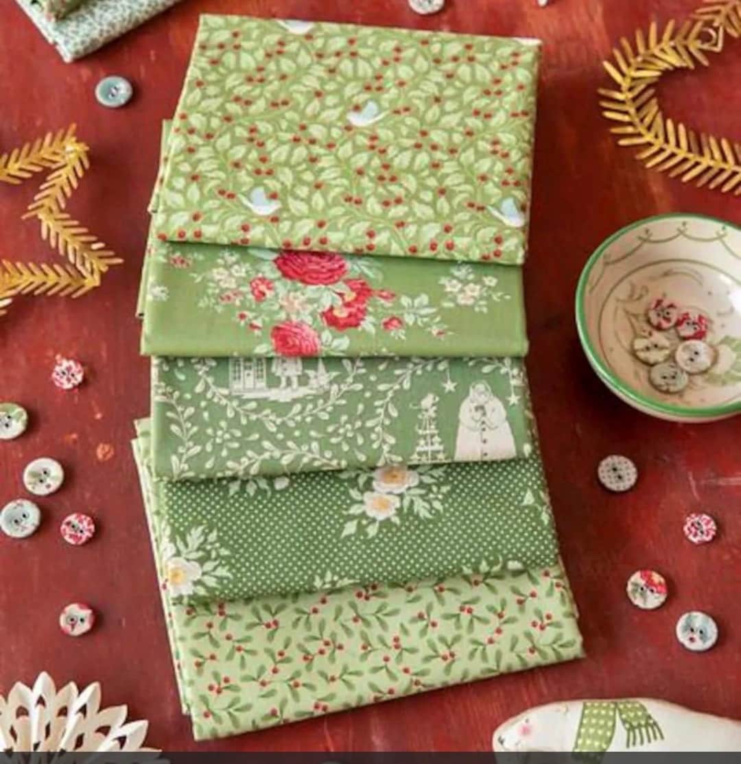 Rare, Tilda Merry Little Christmas Green, 5 Piece Fat Quarter Bundle - Etsy