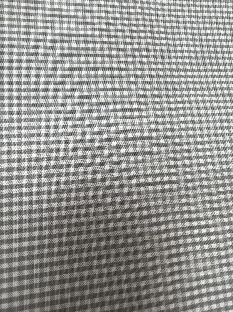 Gray Gingham Fabric, 1/2 Yard, 100% Cotton 60