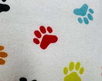 Out of Print Dog Paw Flannel Fabric, Quilting Cotton