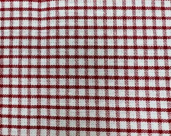 Red Check Cotton Fabric by Fabric Finders, 60" Wide