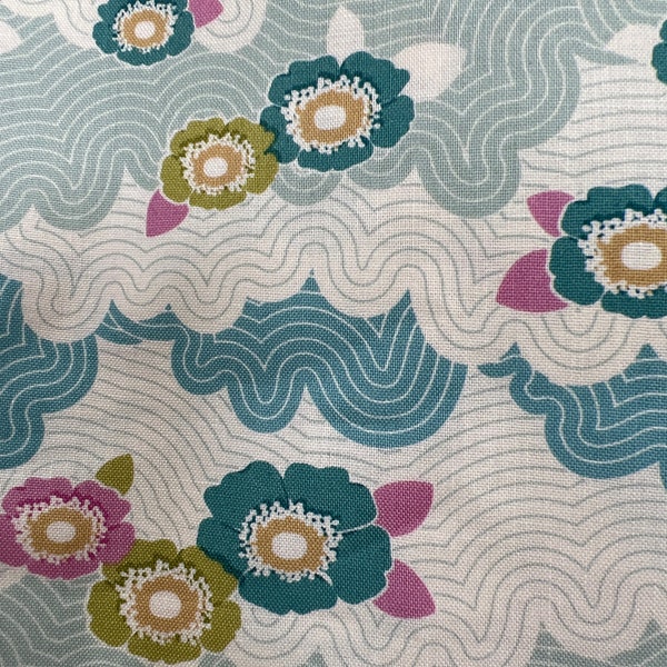 LazyDays Collection Frances Teal Pink by Tilda fabric Rare out of print fabric