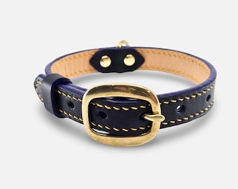 Handgefertigtes Englisches Zaumleder Halsband | Handgenäht & personalisiert | Personalisierbar | Massive Messing-Hardwares