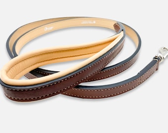 Handmade English Bridle Leather Leash | Handstitched & Customizable | Solid Brass Hardware