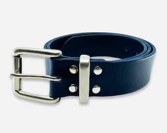 Ceinture en cuir avec bride anglaise de 1,5 po. (38 mm) - Fait main, boucle en laiton massif, ceinture décontractée classique
