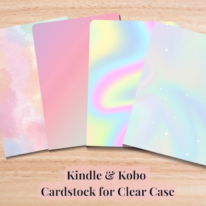 4 insteekkaarten voor hoesjes voor Kindle, Kobo, Amazon Fire | Achterkant versieren, roze, pastel, aquarel, melkweg, zacht, blauw, Kobo, Boox, paperwhite