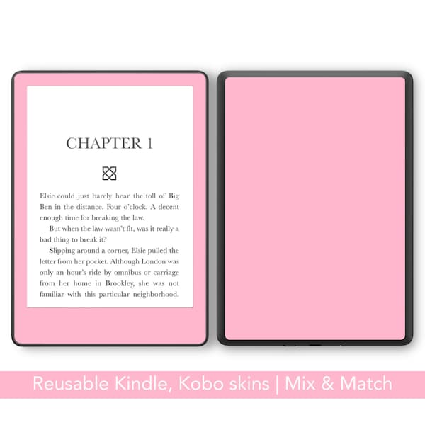 Baby Pink Reusable Amazon Kindle skin, Kobo decal, decorate your Paperwhite 11th gen, oasis, Libra