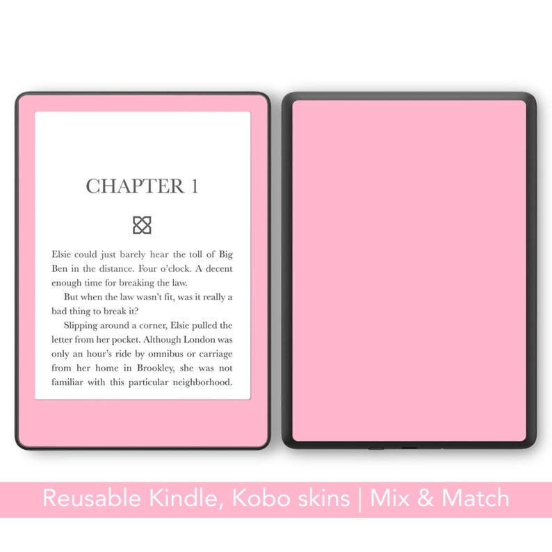 Baby Pastel Pink Reusable Skin for Kindle, Kobo, Amazon Fire