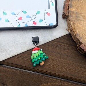 Christmas Tree Kindle, Kobo, Ereader Charm | Holiday Clay Handmade USB-C Micro-USB Dust Cover, iPhone, Libra, Scribe, Clara, Spirit