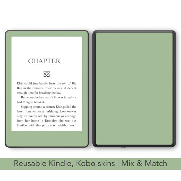 Agave Green Reusable Amazon Kindle skin, Sage Kobo decal, decorate your Paperwhite 11th gen, oasis, Libra