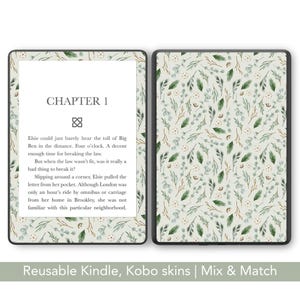 Pelle riutilizzabile per Amazon Kindle Winter Forest, fiori, albero di Natale, adesivo Kobo, decora il tuo Paperwhite, oasi, Libra, Boox