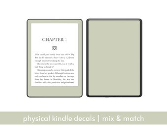 Kindle, Kobo Decal Skin Decorate Cover Front & Back Separate, light sage green solid