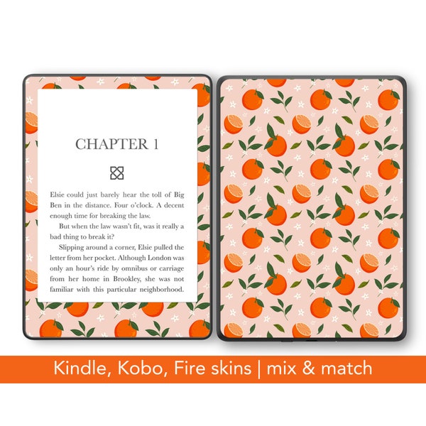 Oranges Reusable Amazon Kindle skin, Kobo decal, decorate your Paperwhite, oasis, Libra