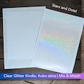 Clear Holographic Glitter Skin, Rainbow Sparkles, Stars, Glass Prism, Dots Amazon Kindle or Kobo Decal, Paperwhite, Oasis, Libra, Boox