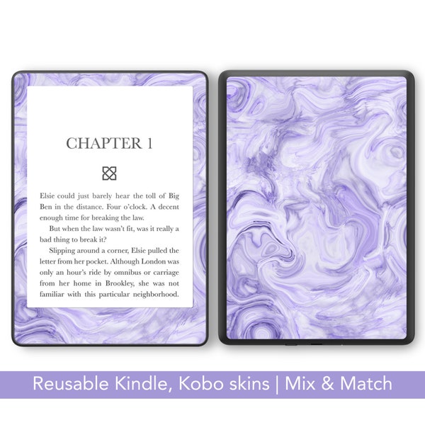 Piel de Amazon Kindle reutilizable de mármol, calcomanía Kobo púrpura, decora tu Paperwhite, oasis, Libra