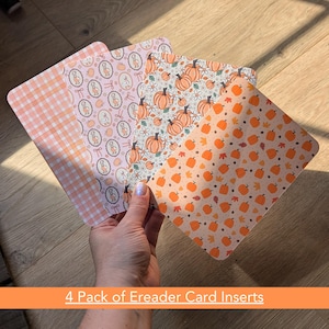 4 Pack Case Card Inserts for Kindle, Kobo, Amazon Fire, Boox | Decorate Back, Fall, Pumpkins, Orange Cozy, Paperwhite, Scribe, Clara, Libra