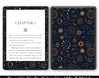Dark Zodiac Reusable Amazon Kindle skin, celestial witchy Kobo decal, decorate your Paperwhite, oasis, Libra