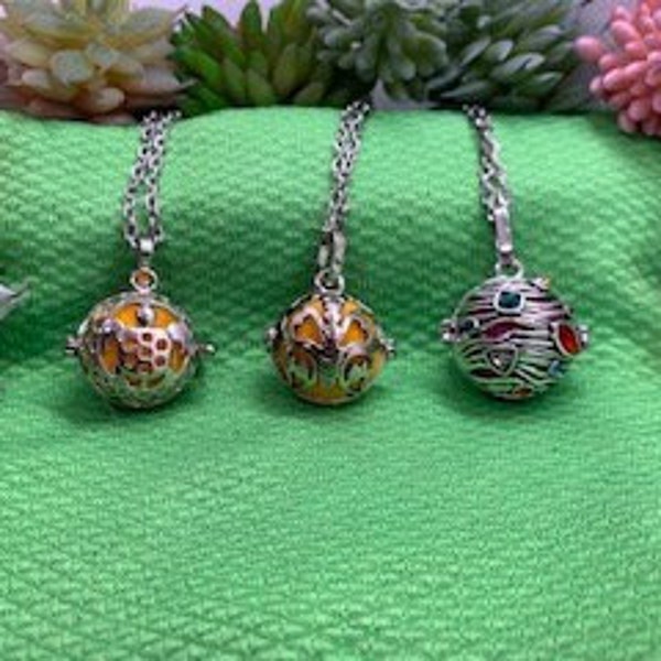 Authentic Mexican Bola Harmony Ball Necklace | Stainless Steel Bola Harmony Ball Locket | With A Chime Ball