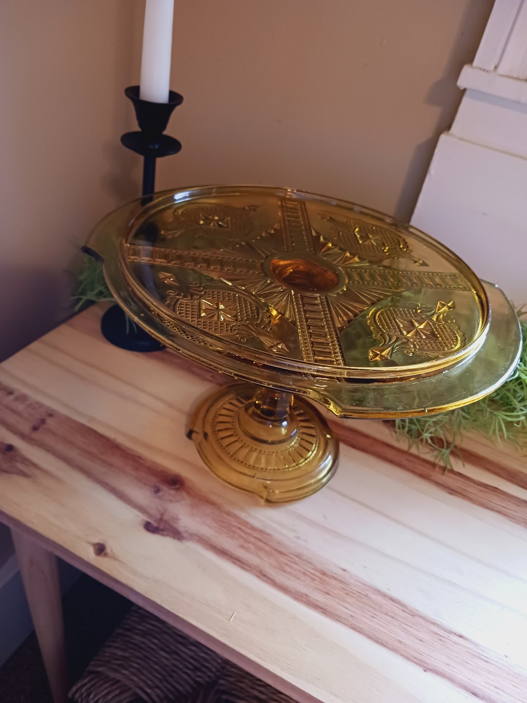 Amber Glass Serving Tray Fall Vintage Tray Etsy